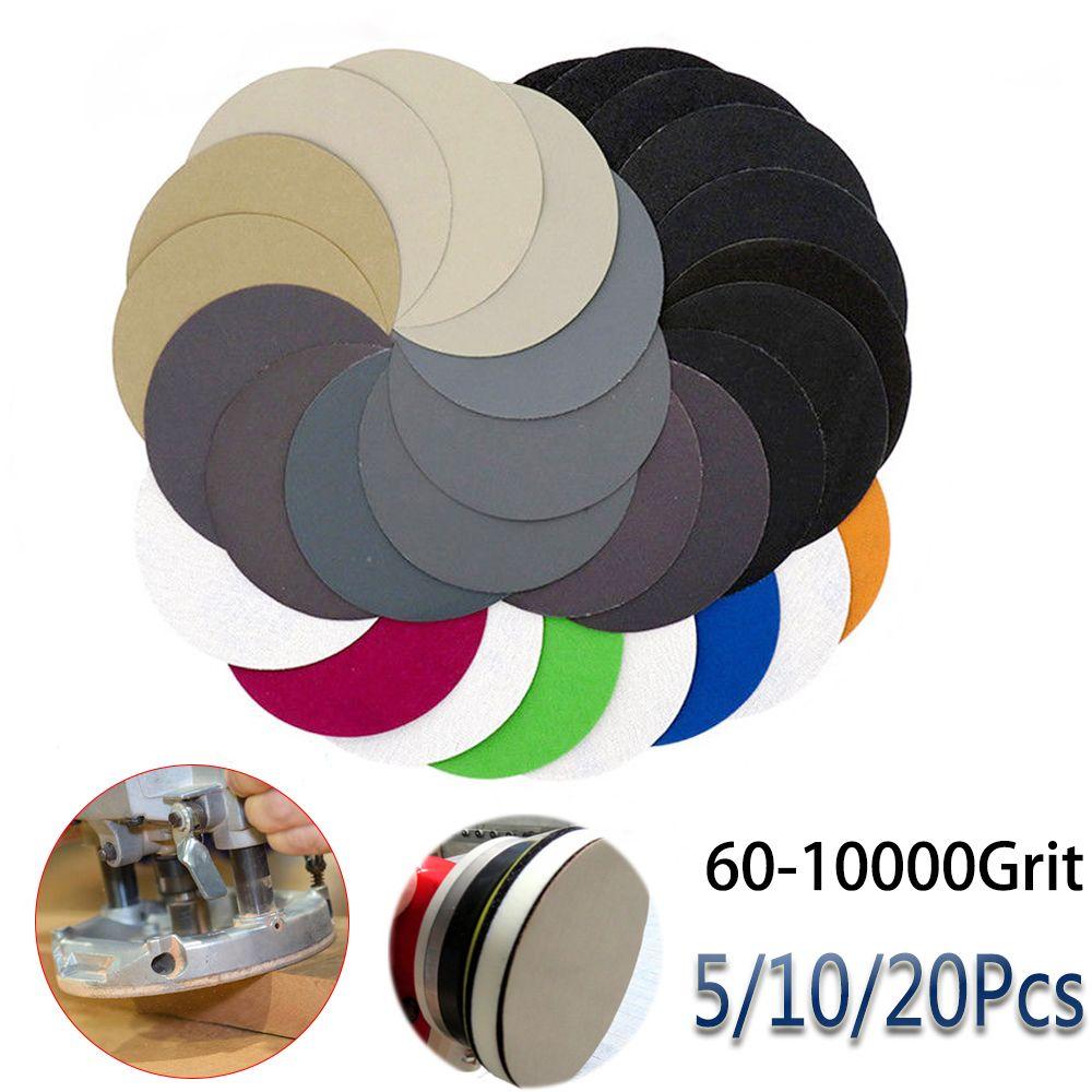 5/10/20Pcs Round Wet or Dry Silicon Carbide 5'' 125mm Sanding Disc Sandpaper Pads 60 - 10000 Grit
