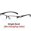 Anti-Blue Light Photochromic Far Sight Glasses Multifocal Reading Glasses  Men'S Half Frame Business Presbyopia Glasses