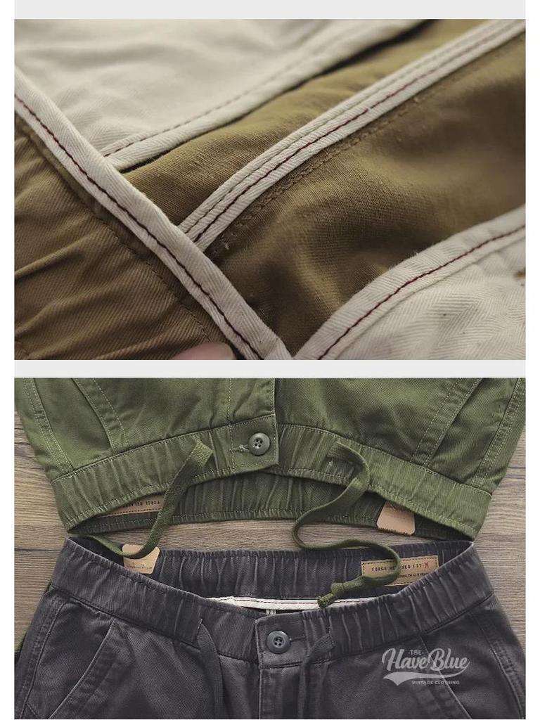 Японский ретро повседневный мужской комбинезон на завязках - свободные прямые брюки Nine-Point