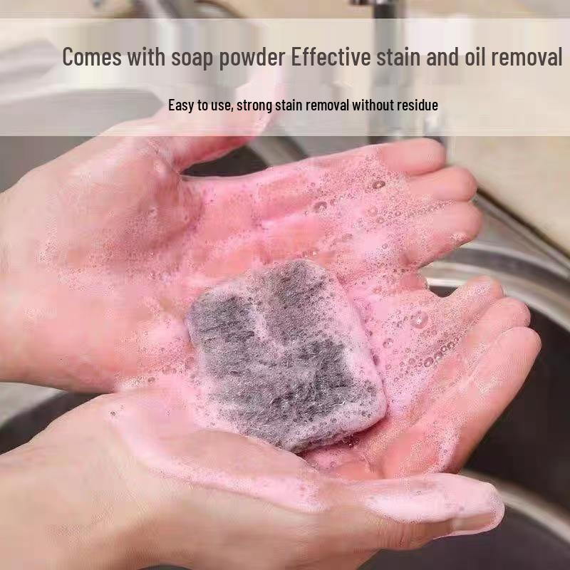 Трансграничная мыльная щетка из стальной ваты: Мощное обезжиривание и полировка для столешниц и очистки кухонной вытяжки.