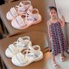 Girls Sandals 2025 Summer New Little Girl Little Princess Roman Shoes Children Soft Sole Korean Version of Beach Shoes