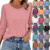 Ladies Summer Large Size Loose Round Neck Elastic Pleated Middle Sleeve Top
