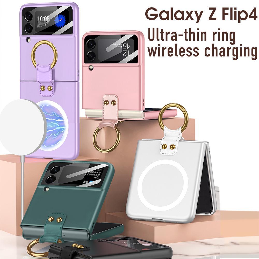 Чехол для телефона Samsung Z Flip4 с магнитным кольцом и поддержкой беспроводной зарядки - Ультратонкий, Складной, Защита от падений