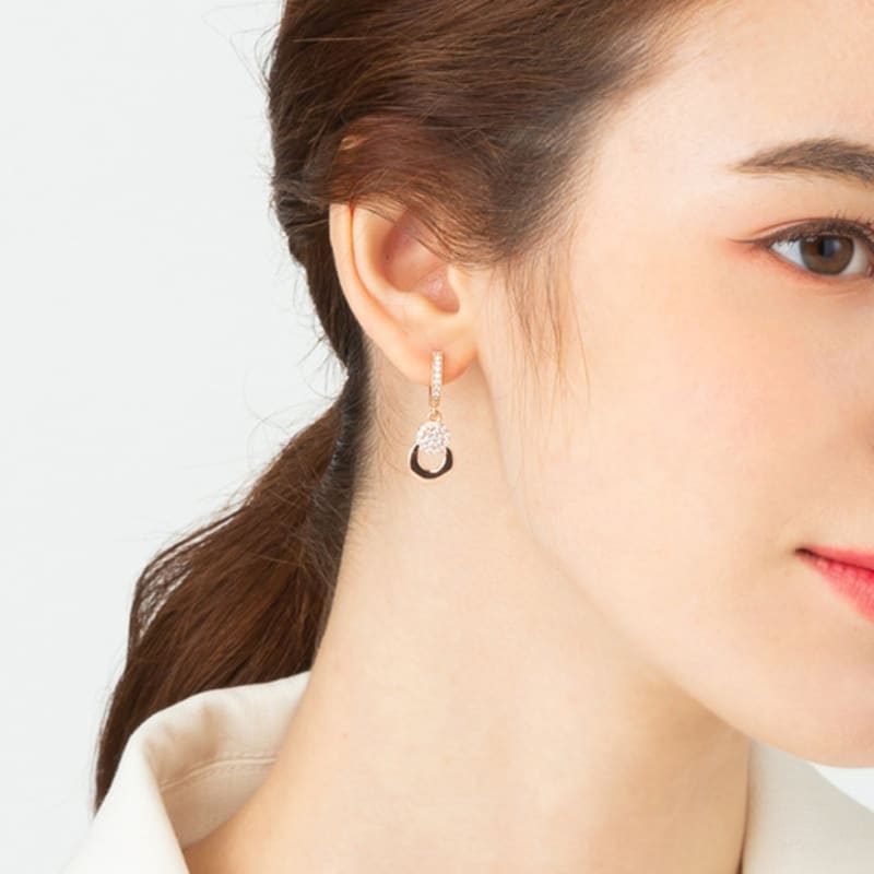 Серьги-пусеты ELLE Jewelry из 14-каратного золота, круглые, с подвеской, на защелке (Золотая булавка) ELGPEE191