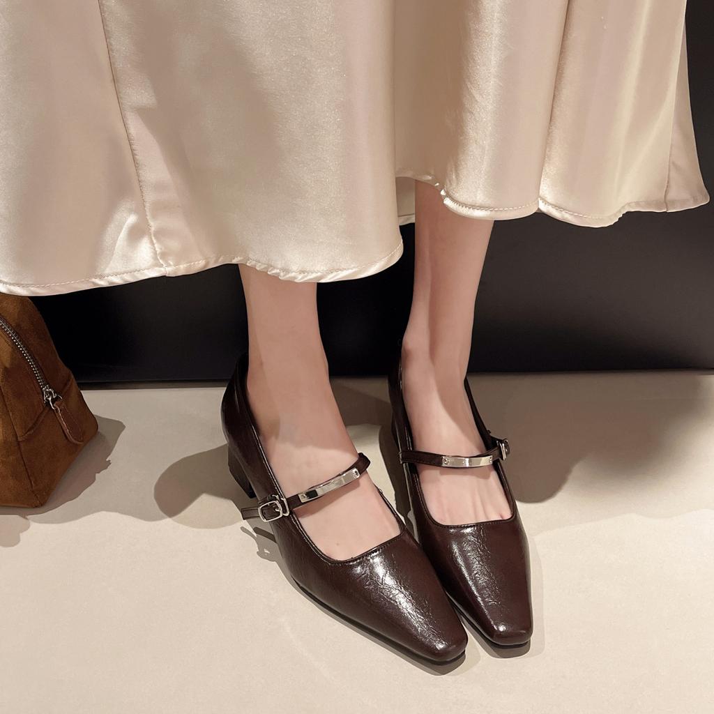 Весенне-летние новые ретро туфли Мэри Джейн женские универсальные с квадратным носком, толстым каблуком, с открытым верхом, одинарные туфли с женщинами