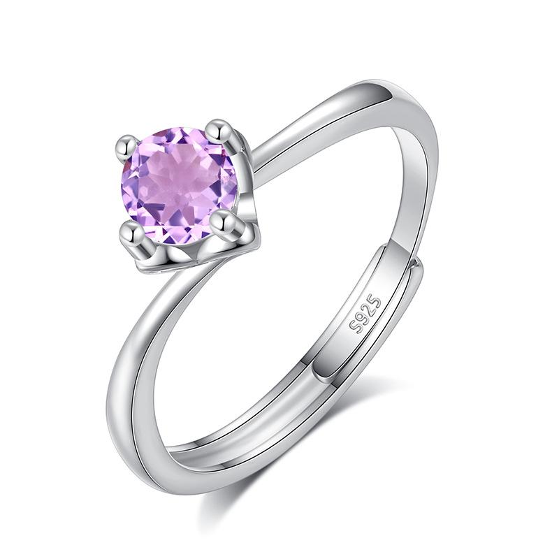 S925 Sterling Silver Four Claw Garnet Ring Natural Crystal Stone Fashion Minimalist Women Daily Fine Jewelry