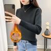 Women's Plus Size Velvet High Neck Knitwear: Slim Fit Autumn/Winter Warm Base Layer Sweater