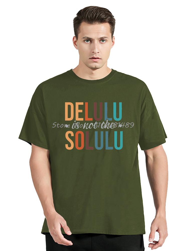 Футболка Delulu Is Not The Solulu Юмор Мем Y2k Футболки Топы EU Размер На заказ Хлопок Повседневный Унисекс Короткий рукав Футболка Одежда для унисекс