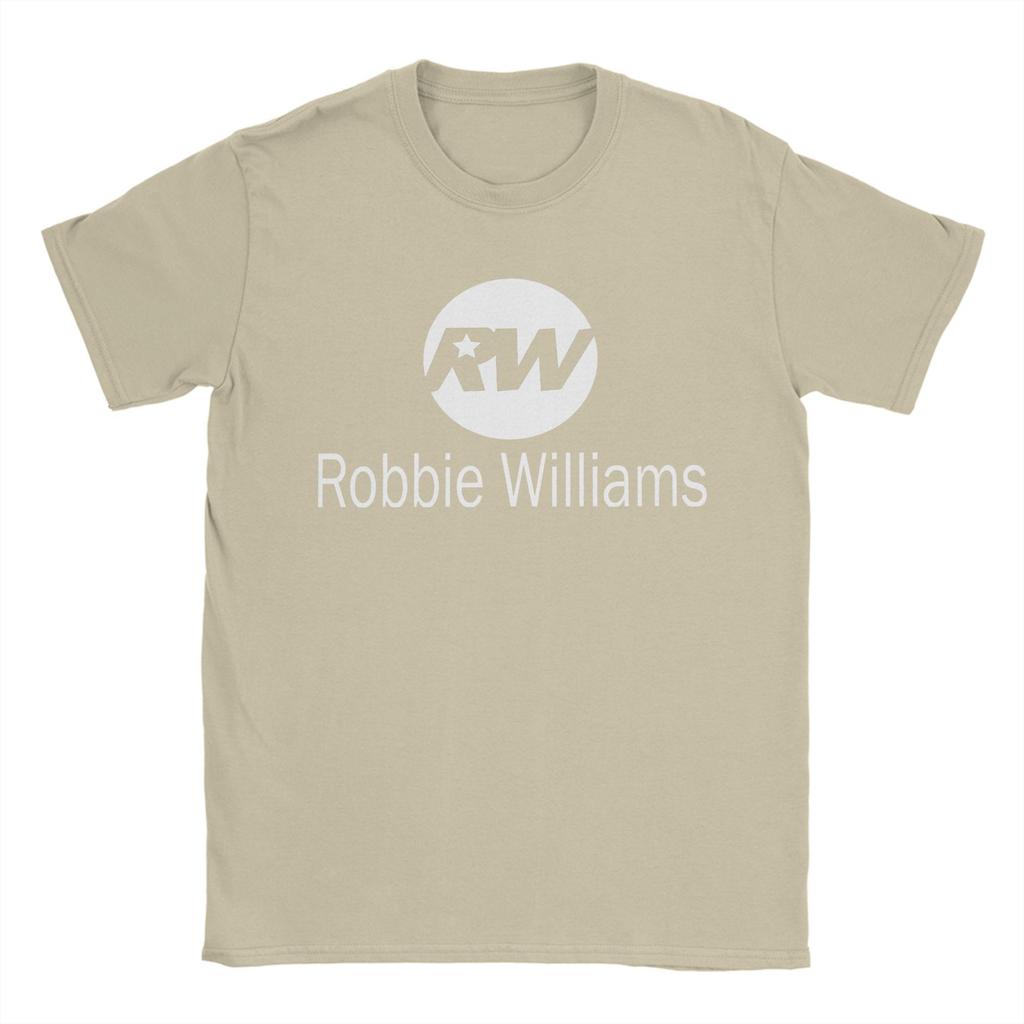 Винтажная футболка Robbie Williams Live 2025 Concert T-Shirt Men O Neck Pure Cotton T Shirt RW Singer Short Sleeve Tee Gift Merchandise