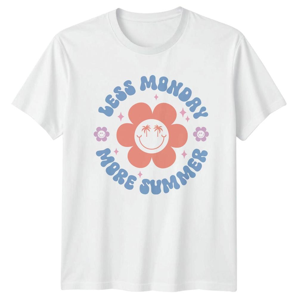 Less Monday More Summer Beach Flower Graphic TShirt