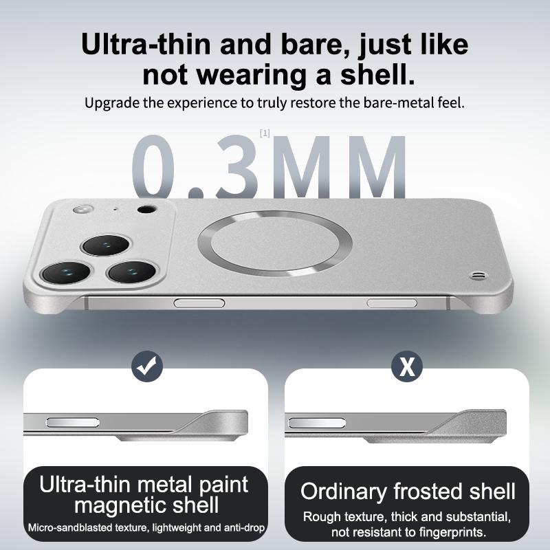 Безрамочный Ультратонкий Магнитный Чехол Для iPhone 17 Air 16 15 14 Plus 13 12 Pro Max Для Magsafe Однотонный Мягкий PC Задняя Крышка