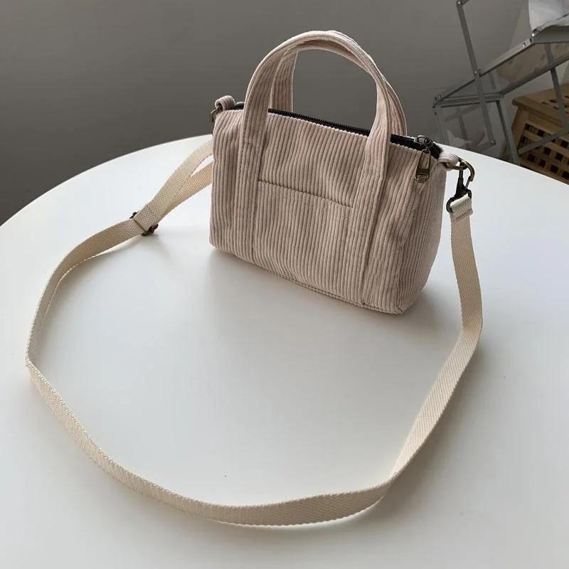 Women's Mini Crossbody Bag Corduroy Shoulder Bag Female Canvas Handbag Zipper Totes Ladies Casual Purse Cloth Pouch For Girl