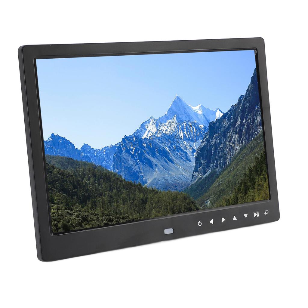 Цифровая фоторамка 12 дюймов USB HD Загрузка фото видео с телефона Многофункциональная рекламная машина с динамиком Черная EU