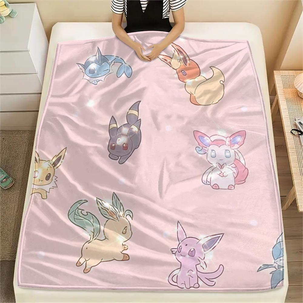 Pokémon Combination Print Flannel Blanket, High quality Comfortable for All Seasons, Home Decor, Warmth and Comfort