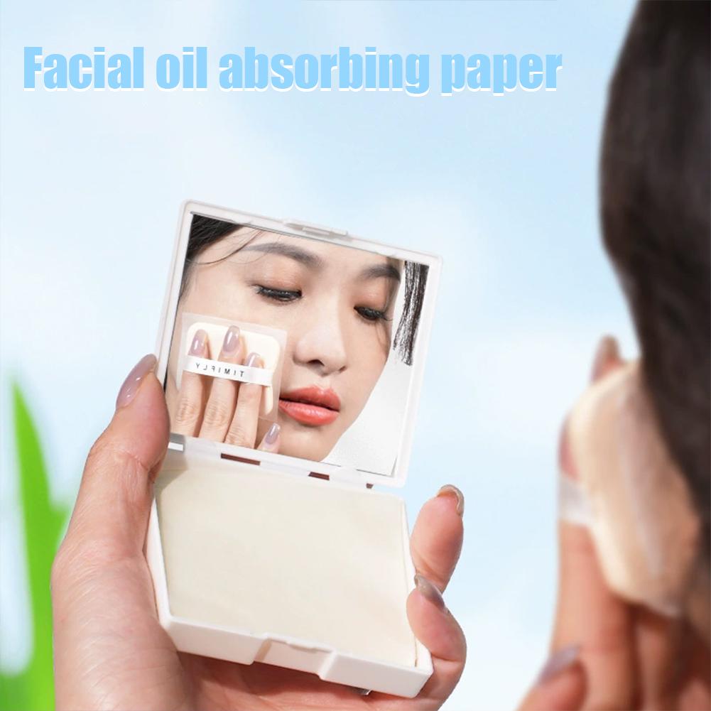 100 шт. матирующих салфеток для лица с зеркальцем, пуховками для пудры, для контроля жирности кожи лица, очищения и ухода за кожей, аксессуары для макияжа.