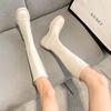 2021 Autumn and Winter New White Boots Women's Flat Boots But Knee Boots Thin Boots Knight Boots Thin Tall Boots