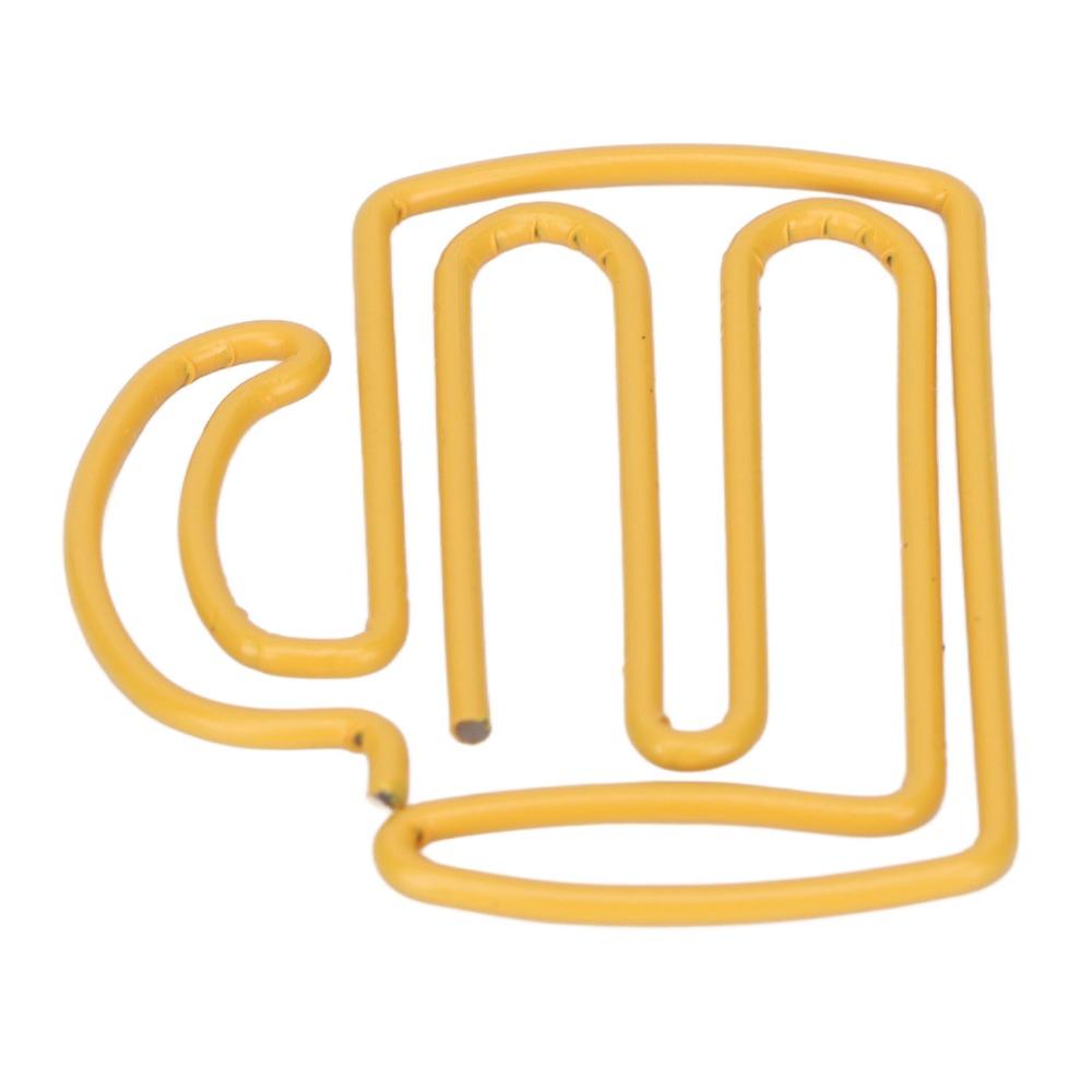 100Pcs Cup Shape Cute Paper Clips Yellow Office Clips Decorative Cool Paper Clips Office Supplies