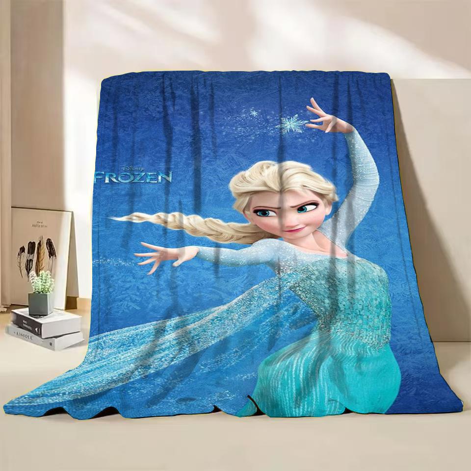 Disney Frozen Elsa Princess Childrens Adult Soft Flannel Blanket Fluffy Baby Plush for Bedroom Travel Office Cover Warm Blankets