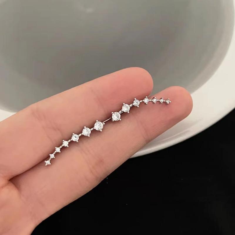 1 Pair of Exquisite and Elegant Curved Earrings, Adorned with Imitation Zircon Women's Light Luxury and High-end Versatile Earrings, The Perfect Gift