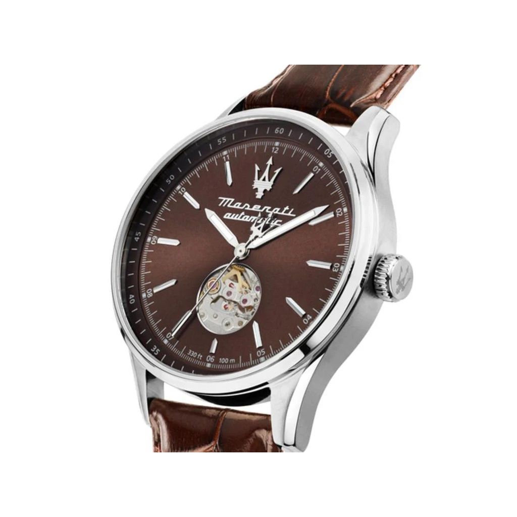 Maserati Sorpasso Open Heart Кожаный ремешок Коричневый циферблат Кварцевые R8821124002 100M Мужские часы