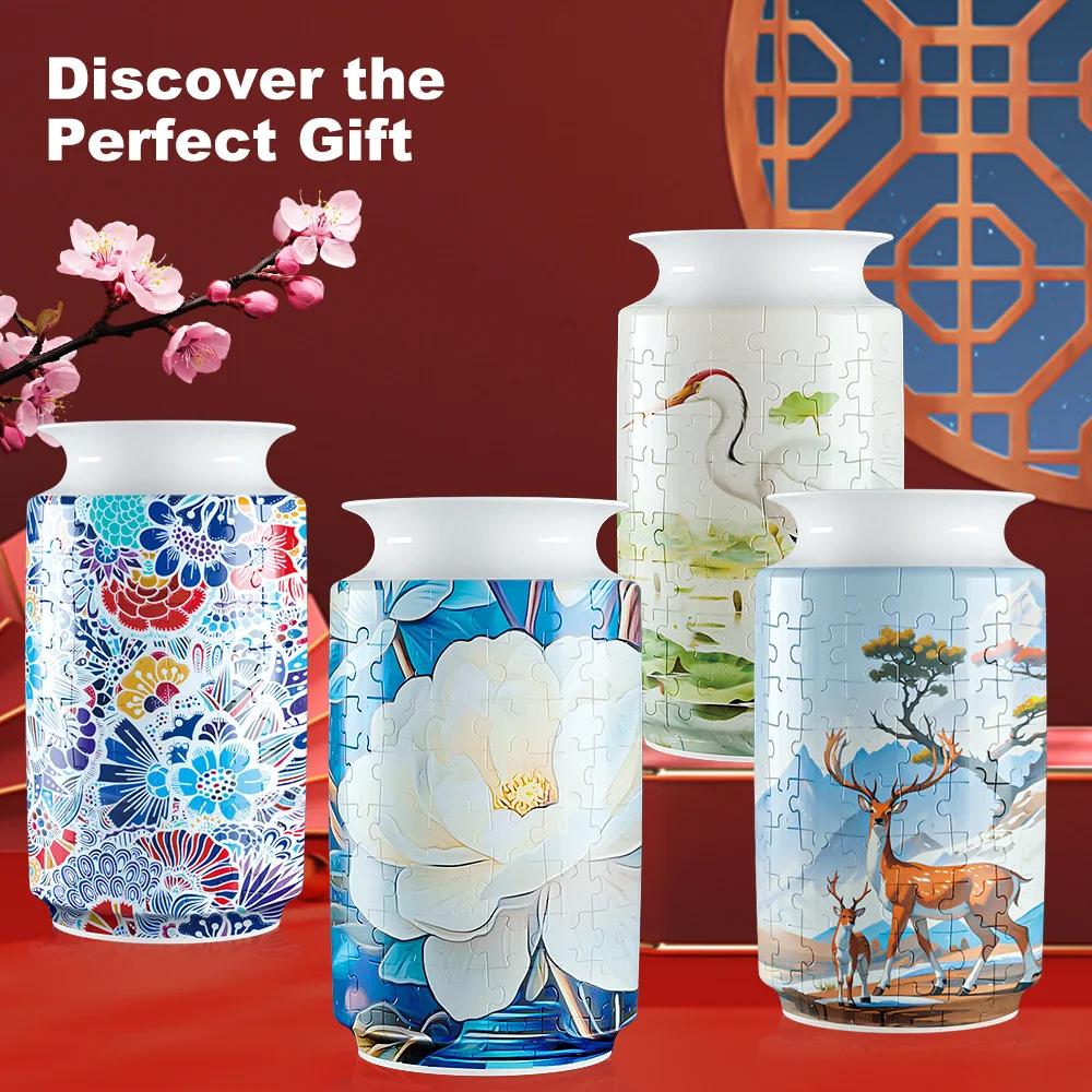 Нетоксичная 3D Ваза-Цветок Пазл Дизайн с Пандой Фарфор Пластик Декор для Дома и Цветочных Композиций Подарок на Новоселье Детские Игрушки Подарки