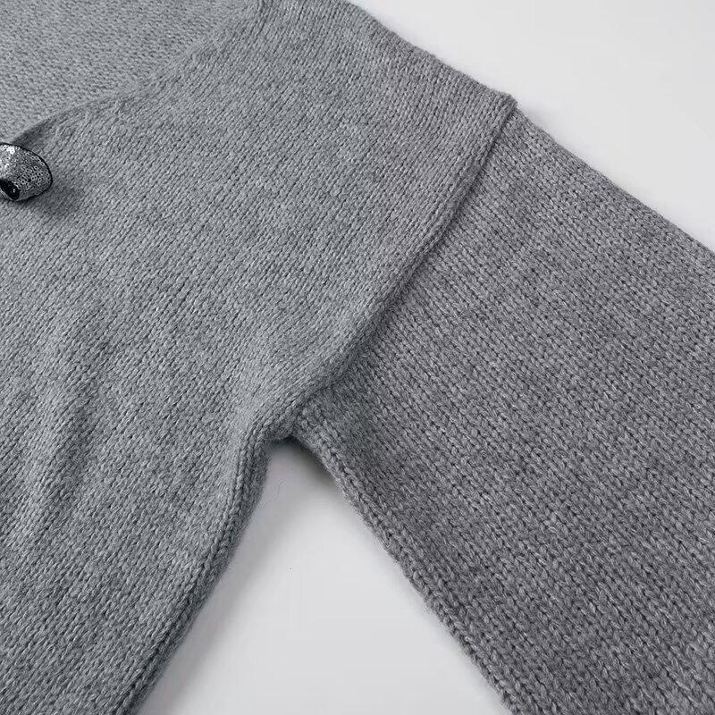 2024 Spring High-End European & American Style Sequin Bow Knit Sweater