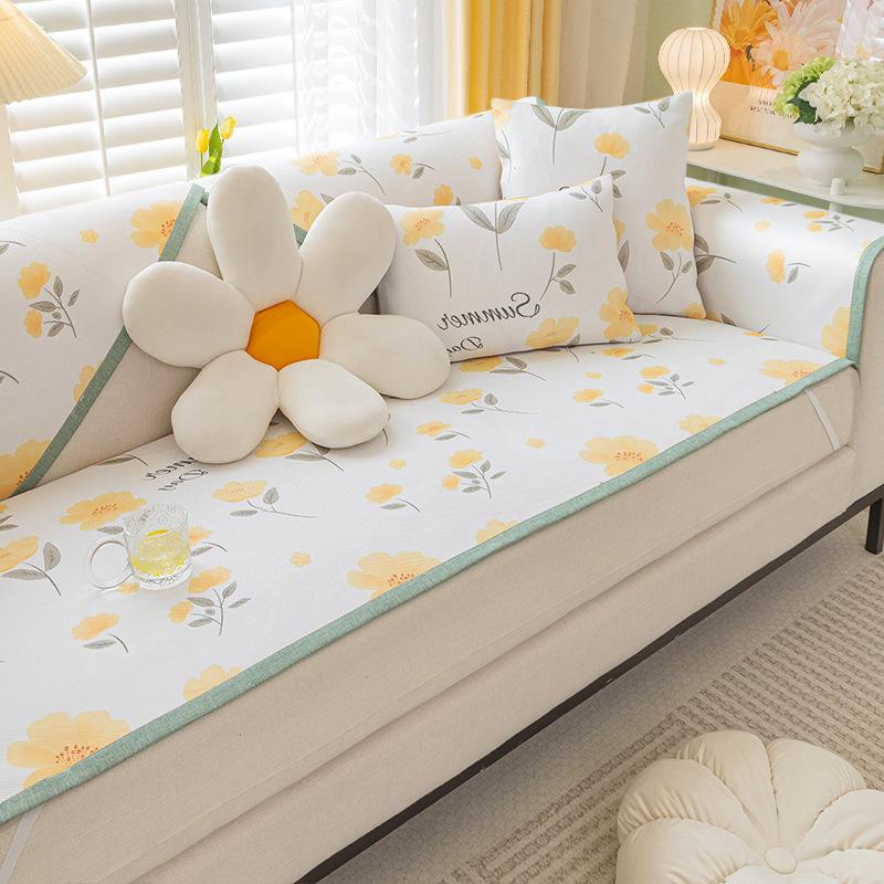 Cartoon Ice Rattan Sofa Cushion Cool Mat Cool Cushion Ice Silk Mat Washable Summer Sofa Cover Cover Cushion Cover Cloth Towel Mat
