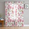 Roses And Baroque Floral Watercolor Sheer Curtains For Bedroom Living Room Tulle Curtains For Kitchen Window Voile Curtains