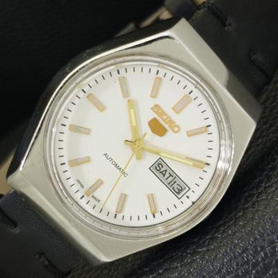 ЯПОНИЯ 6309A ВИНТАЖНЫЕ МУЖСКИЕ АВТОМАТИЧЕСКИЕ ЧАСЫ SEIKO 5 С БЕЛЫМ ЦВЕТОМ ЦИФЕРБЛАТА a701379-5