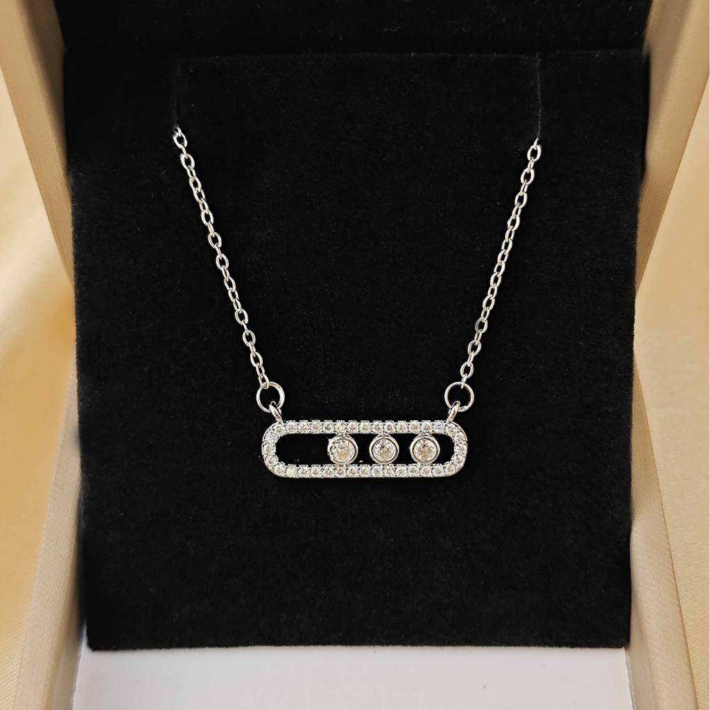 Simple Zircon Pin Pendant Necklace Women's Simple Light Luxury High-end Jewelry Accessories