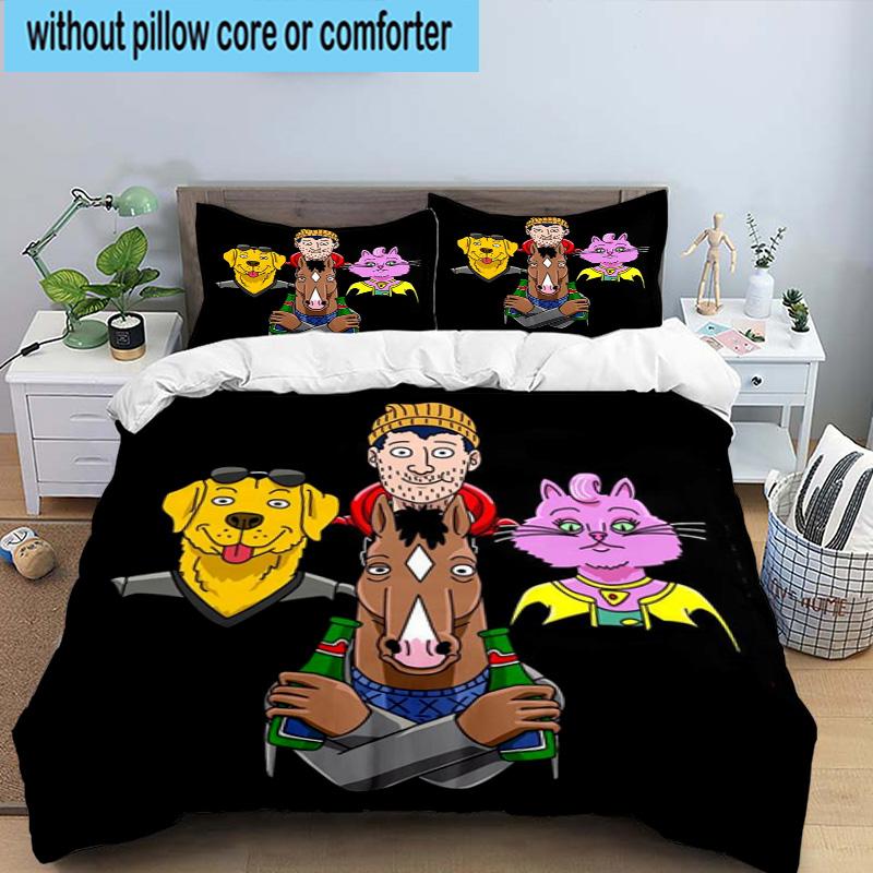 3PCS Pink Cat Man Horse 3pcs Bedding,Including 3PCS Duvet Cover And 2pcs Pillowcases Perfect for Christmas,Ideal for Bedroom, Dormitory