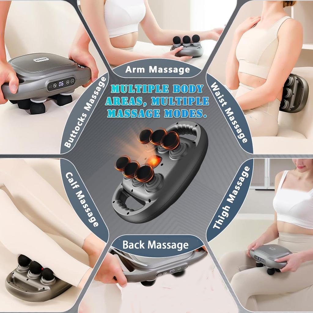 Шестиголовочный фасциальный массажер вибрирует талия спина плечо икры массажер для тела сжигатель жира похудение расслабление мышц фитнес USB зарядка