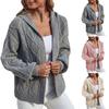 Женская мода вскользь 2022 вязаный однотонный кардиган с капюшоном-свитер пальто