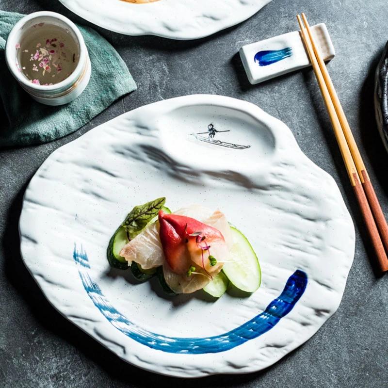 Японская нерегулярная посуда Керамическая специальная тарелка для пельменей Тарелка для западной кухни