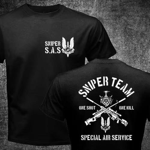 Sniper Team Unisex Cotton TShirt Military Tactical Casual Outdoor Vintage Combat Sporty