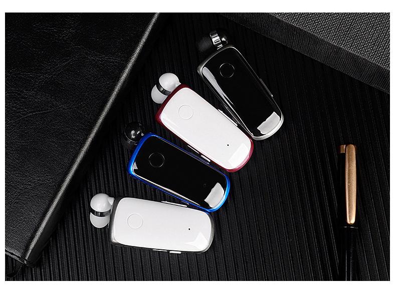 Выдвижные Bluetooth-наушники K39 с клипсой и вибросигналом
