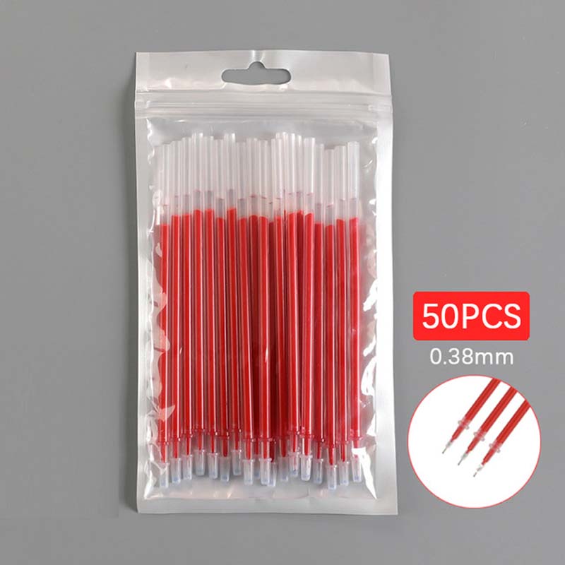 50 шт./пакет, универсальный, 0,38 мм, игольчатый наконечник, гелевая ручка, сменный стержень, черные, синие, красные чернила, сменный стержень, длина 13 см, офисные школьные письменные принадлежности