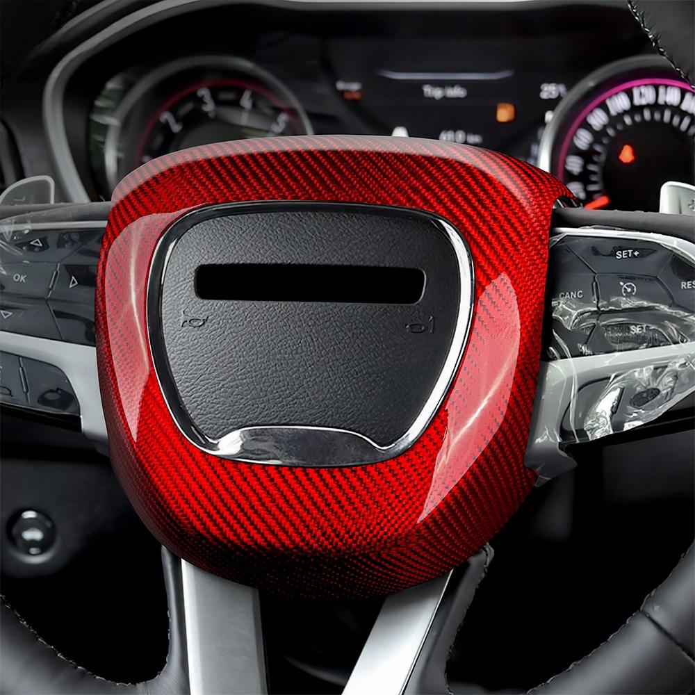 Steering Wheel Horn Cover For Dodge Charge/Durango/Challenger 2015-2023 Carbon FIber Airbag Cover Decoration Panel Shell