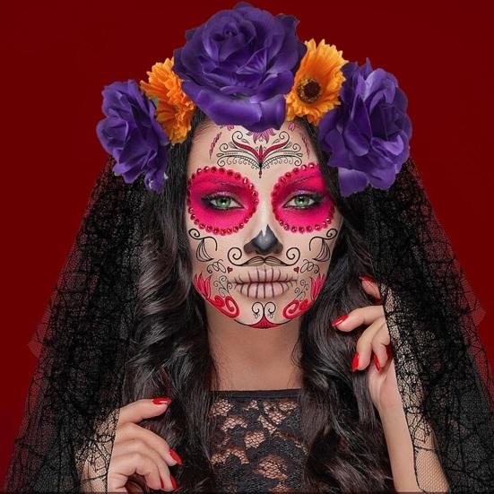 Повязка на голову на Хэллоуин Моделирование Темный Цветок Смерть Эластичная Сетка Цветок Стиль Противоскользящая Вечеринка Фото