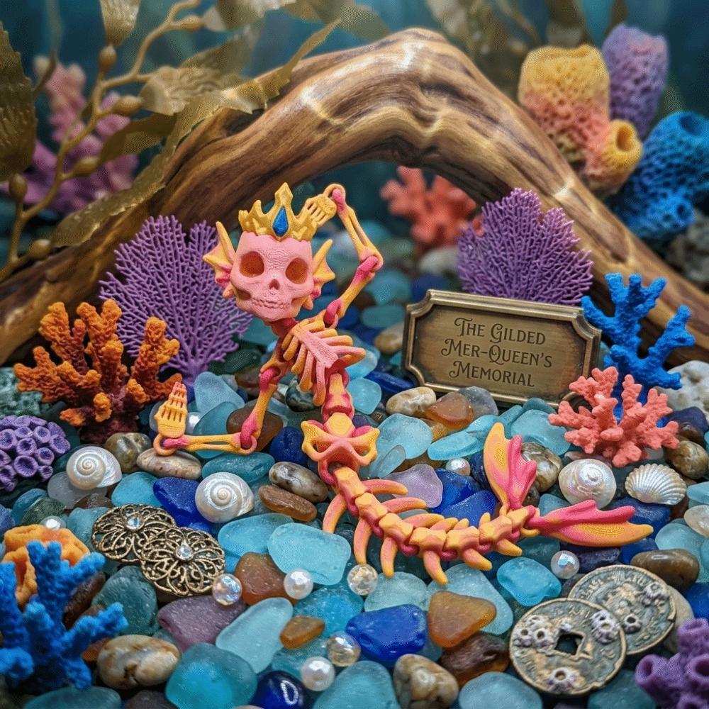 Lightweight Sturdy Material 3D Printed Mermaid Skeleton Movable Bone Figure Shelf Decoration