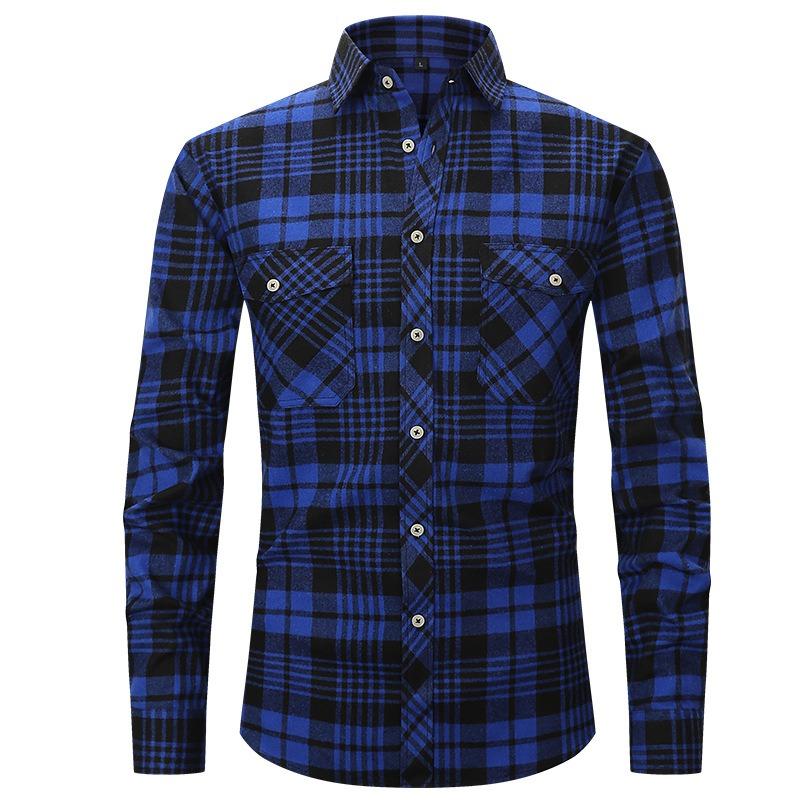Men S Slim Fit Flannel Plaid Long Sleeve Business Cardigan Shirt