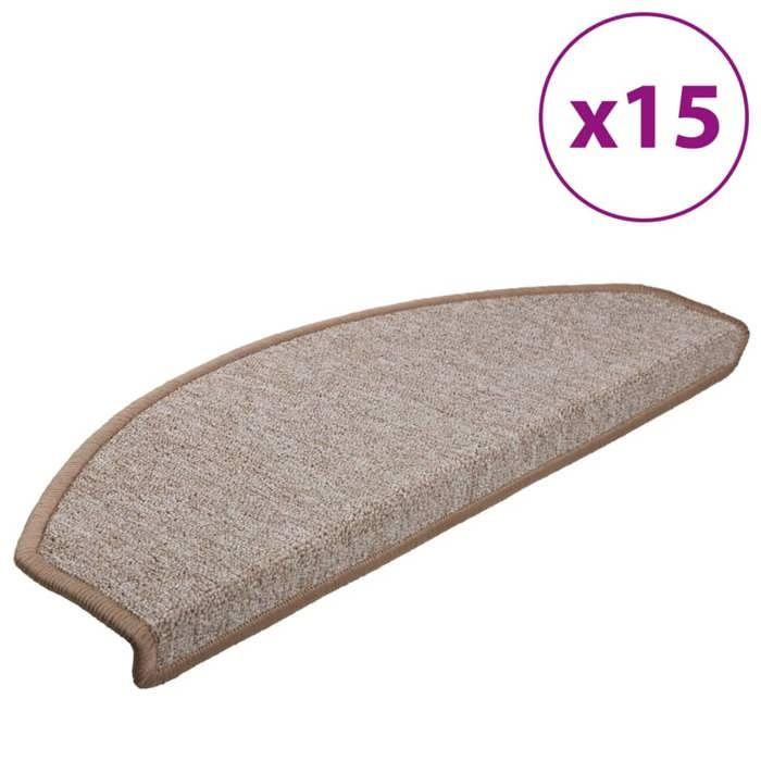 VidaXL Stair Carpet 15 Pieces 65 X 24 X 4 Cm Light Brown Semi-circular Large 133886