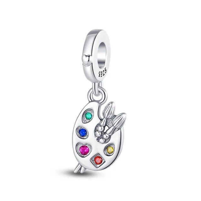 Fashion 100 %925 Sterling Silver Guitar Camera Biycle Flower Charms Pendant Bracelet Diy Jewelry Making