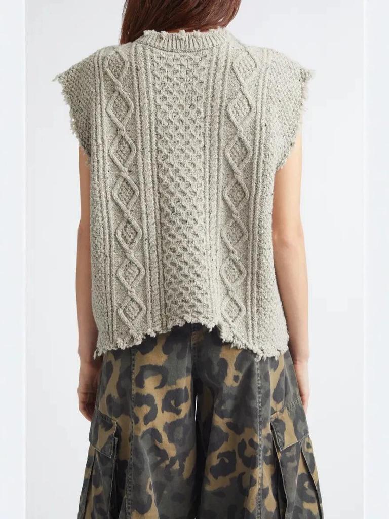 Yuehe Cross Retro Women's Cable Knit Round Neck Vest Sweater - 2026 Boutique Fashion Design
