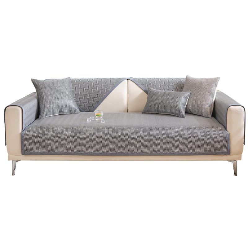 Ice Rattan Sofa Cushion Summer New Fresh Ice Silk Mat Fixed Non-Slip Foldable Cool Ice Silk Seat Cushion