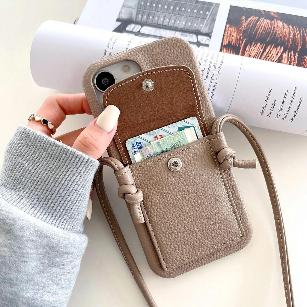 Wallet Lanyard Crossbody Phone Case for IPhone 15 14 13 12 11 Pro Max Mini X XR XS Max Plus Leather Card Slot Shoulder Strap