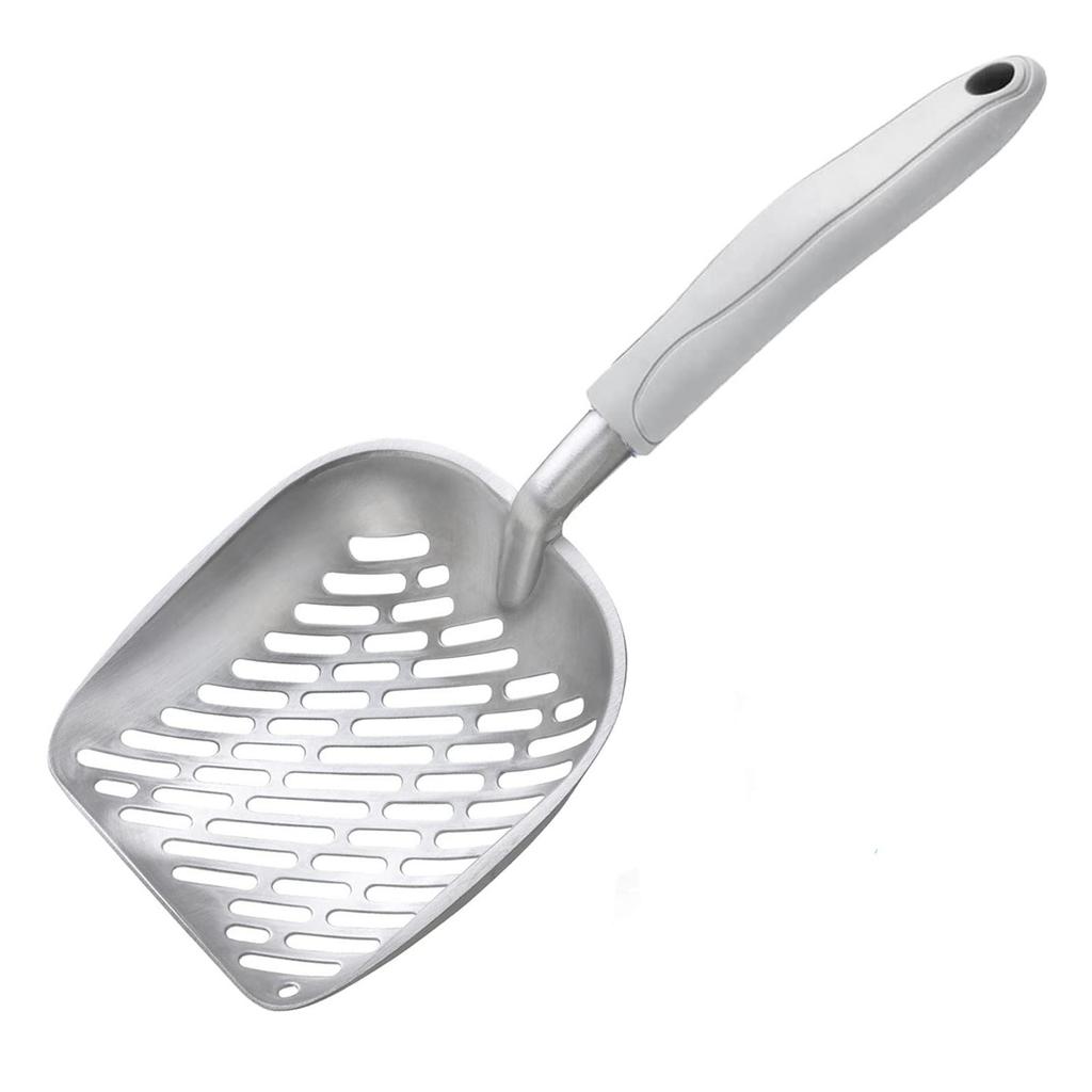 Совок для кошачьего туалета из алюминиевого сплава, металлический совок для уборки кошачьих отходов, совок для кошачьего туалета с длинной ручкой, большой