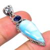 Natural Republic Larimar, Kyanite 925 Solid Sterling Silver Pendant 1.77" Z4K01