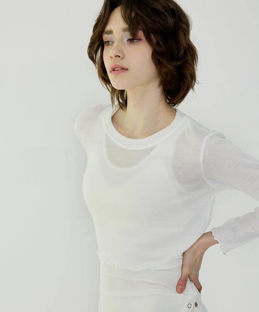 Debiweeo New Wave Holic Укороченная футболка с длинным рукавом Devi-T0047-Белый