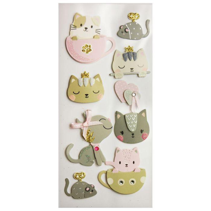 Glitter Embossed Stickers - Kittens and Textures